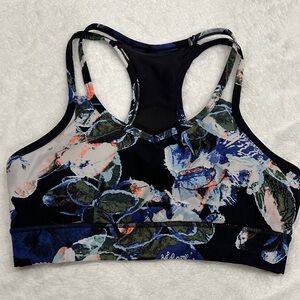DKNY Navy Floral Sports Bra Small